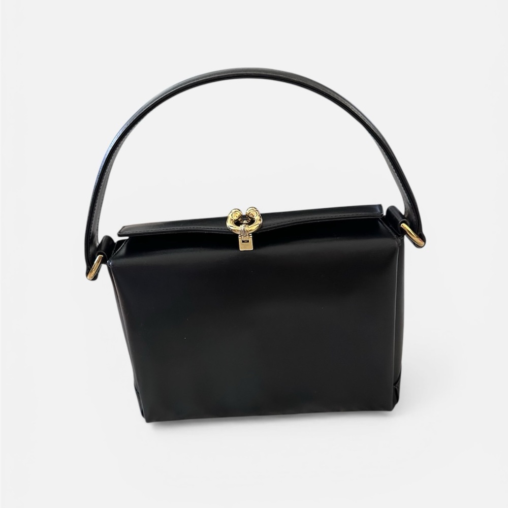 GUCCI Authentic Vintage Chic Black Leather Hand Bag